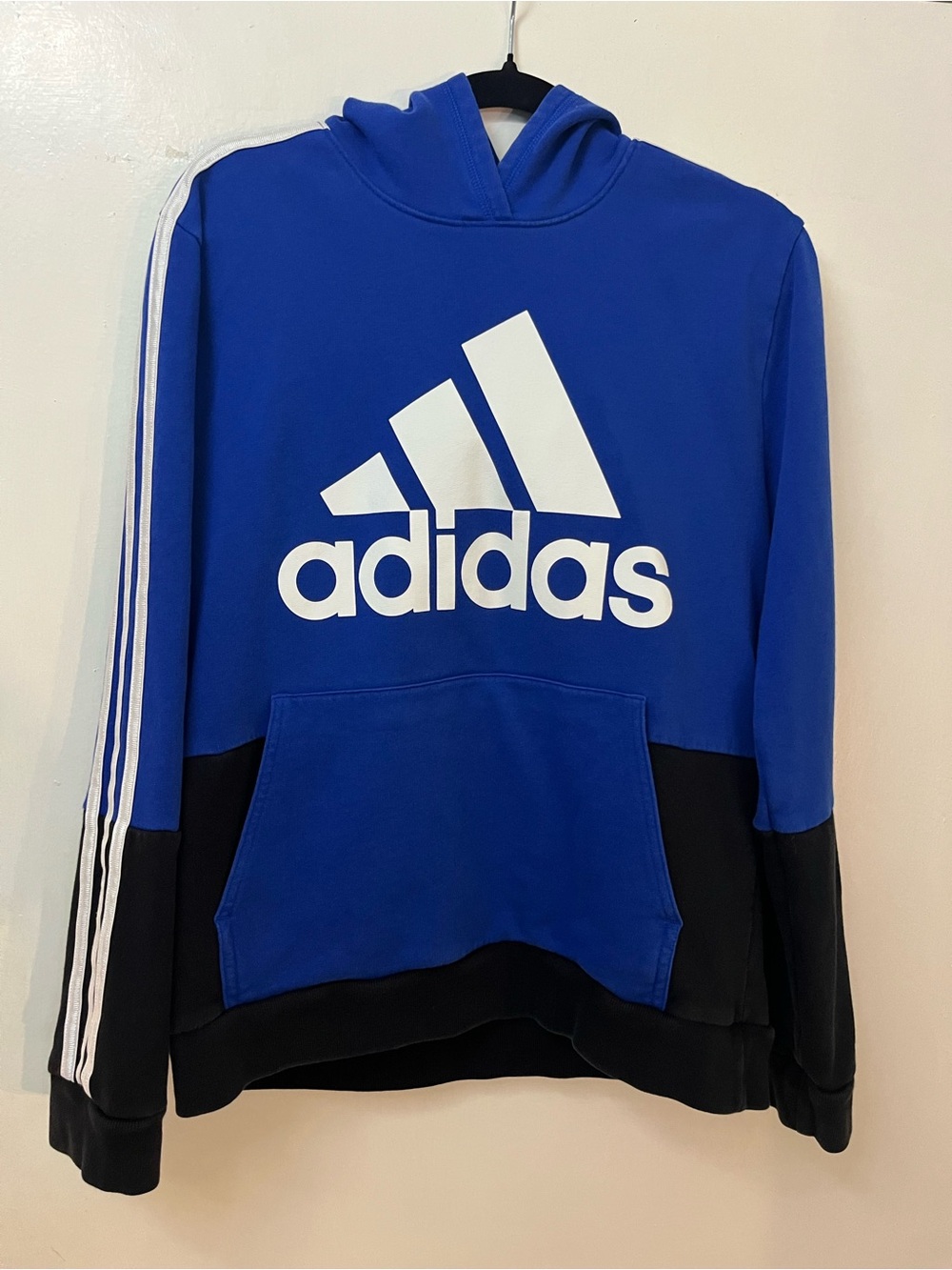 adidas Blue and Black Hooded Kids Pullover